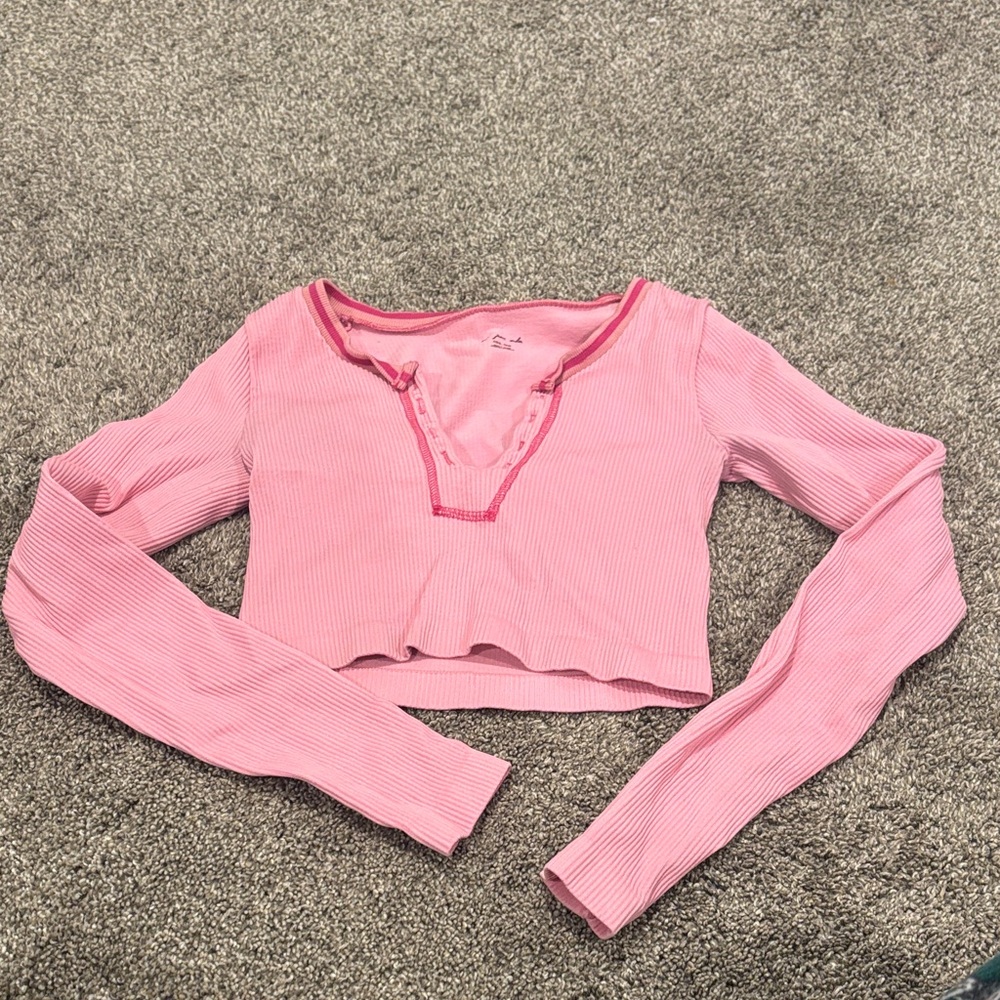 Urban Outfitters Pink Ribbed Crop Top